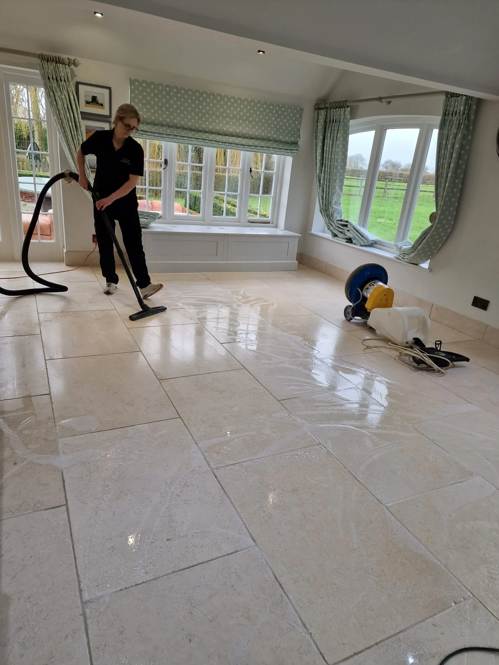 Limestone floor cleaned by Floor Champions